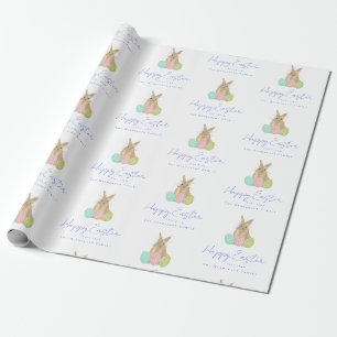Personalised Happy Easter Bunny Watercolor Wrapping Paper