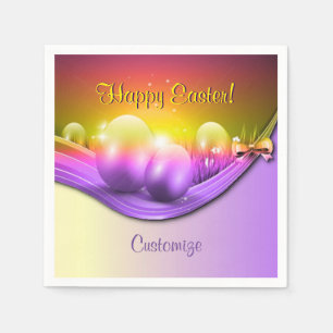 Personalised Happy Easter Coloured Eggs Napkins