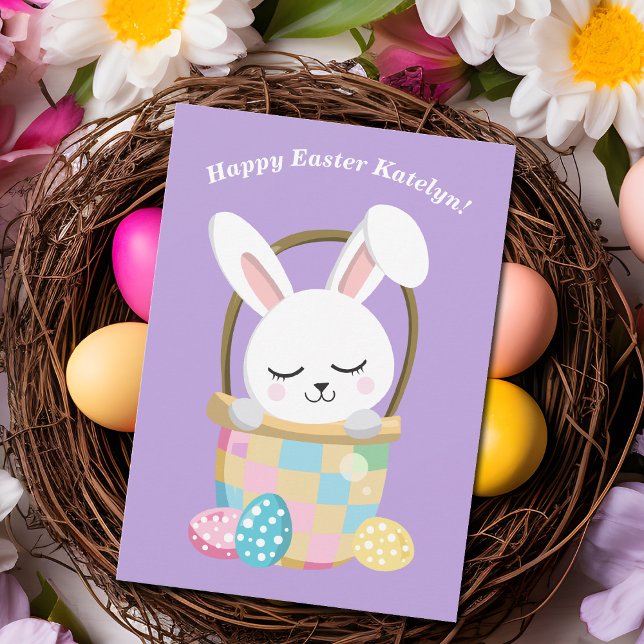 Personalised Happy Easter Cute Pastel Purple Card (Creator Uploaded)