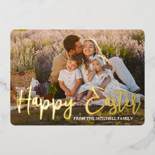 Personalised Happy Easter Family Photo Gold