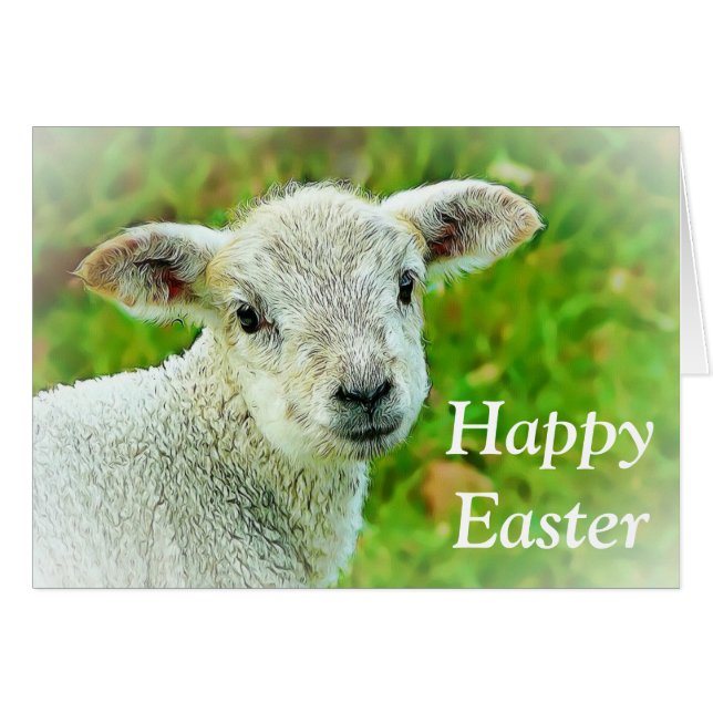 Personalised Happy Easter Little Lamb Easter Card (Front Horizontal)