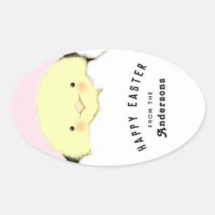 personalised Happy Easter Oval Sticker