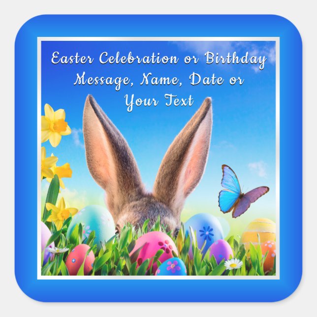 Personalised Happy Easter Stickers or Your Text (Front)