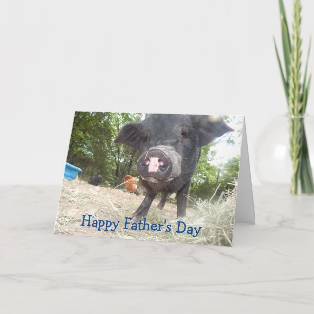 Personalised Happy Father's Day, Mini Pig Card (Front)