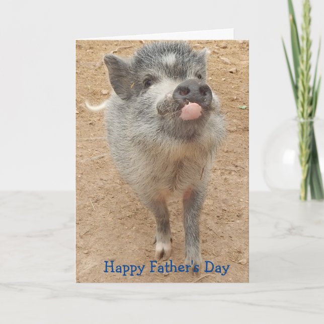 Personalised Happy Father's Day, Mini Pig Card (Front)