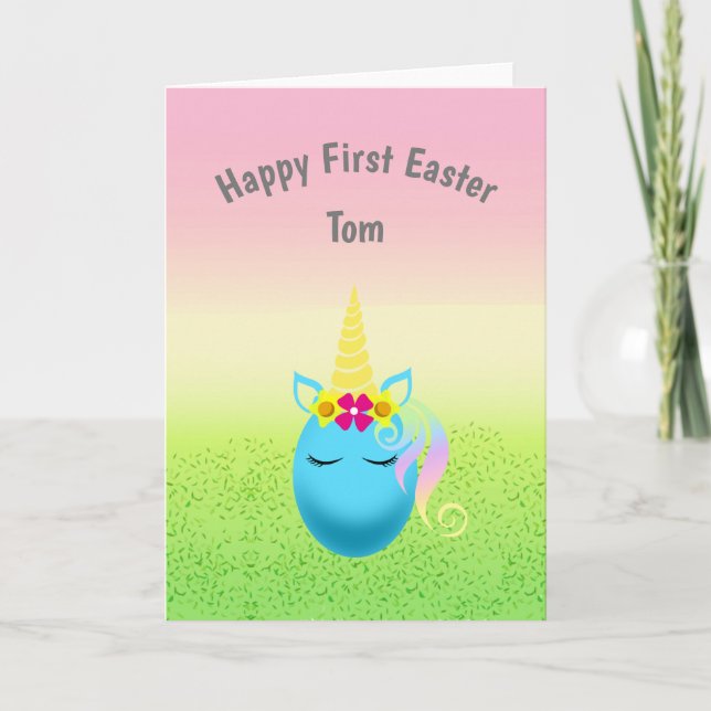 Personalised Happy First Easter Baby Boy Card (Front)