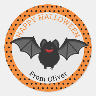 Personalised Happy Halloween Bat Sticker