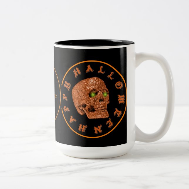 Personalised Happy Halloween Glitter Skull Mug (Right)