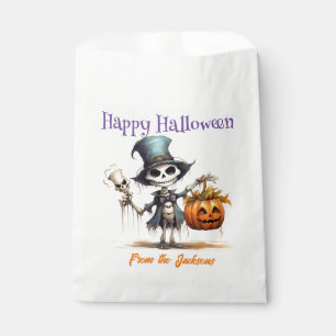 Personalised Happy Halloween   SKELETON & TOP HAT Favour Bags