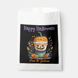 Personalised Happy Halloween WEIRD PUMPKIN CUPCAKE Favour Bags