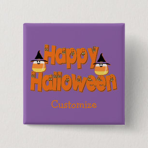 Personalised Happy Halloween Whimsical Text Button
