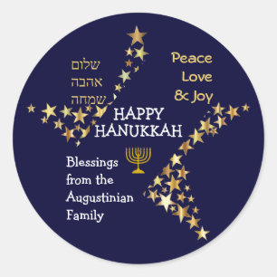 Personalised HAPPY HANUKKAH Classic Round Sticker