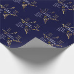 Personalised HAPPY HANUKKAH Wrapping Paper<br><div class="desc">Stylish blue and gold personalised HAPPY HANUKKAH wrapping paper to wish your family and friends a Happy Hanukkah. The design shows text that says HAPPY HANUKKAH in white typography at the centre, with PEACE, LOVE & JOY in gold coloured typography in one corner, and also written in HEBREW in the...</div>
