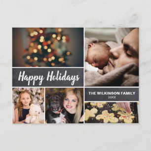 Personalised Happy Holiday Christmas Photo collage Postcard