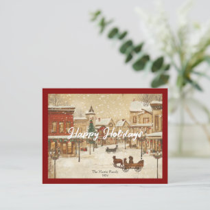 Personalised happy holidays card family vintage