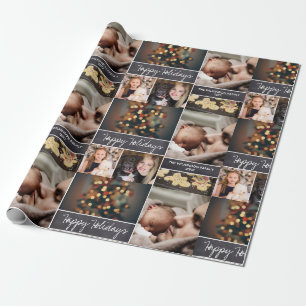Personalised, Happy Holidays, Chalkboard, Photo Wrapping Paper