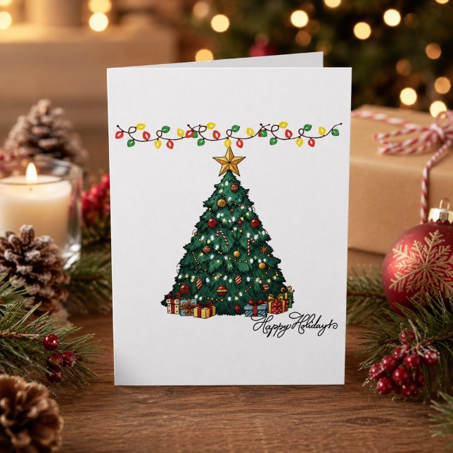 Personalised Happy Holidays Christmas Tree  Card (Creator Uploaded)