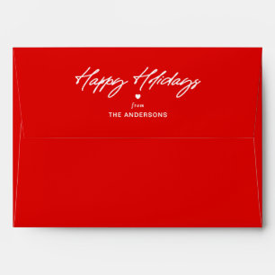 Personalised Happy Holidays Custom Name Red Envelope