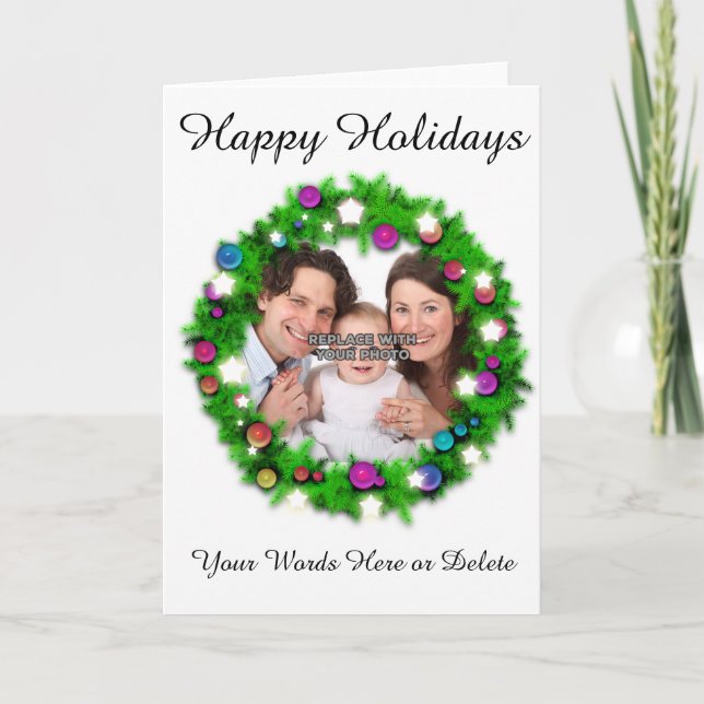 Personalised Happy Holidays Holiday Photo Card (Front)