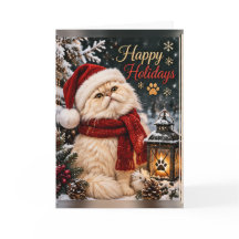 Personalised Happy Holidays Persian Cat Christmas