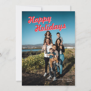 Personalised Happy Holidays Photo Card 1-Photo Red