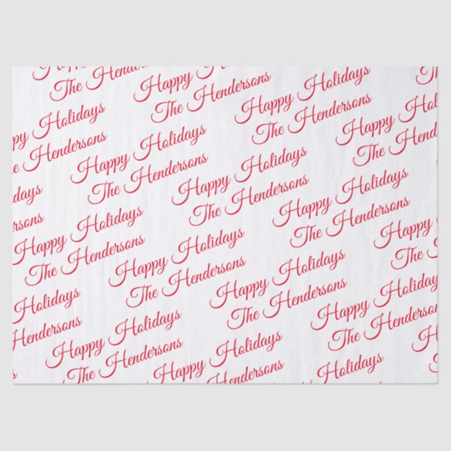 Personalised Happy Holidays Tissue Paper (Front)
