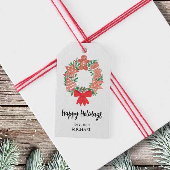 Personalised Happy Holidays Wreath Gift Tags (Creator Uploaded)