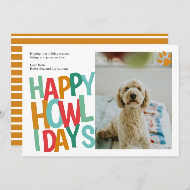 Personalised Happy Howlidays Dog Christmas Holiday Card (Front/Back)