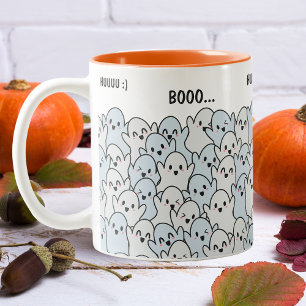 Personalised Happy Hungry Ghosts Pattern Halloween Two-Tone Coffee Mug
