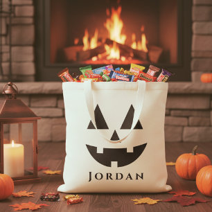 Personalised Happy Jack-O-Lantern Face Halloween Tote Bag