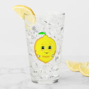 Personalised Happy Lemon & Star Glass