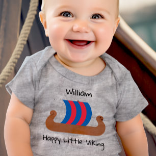 Personalised Happy Little Viking Baby Bodysuit