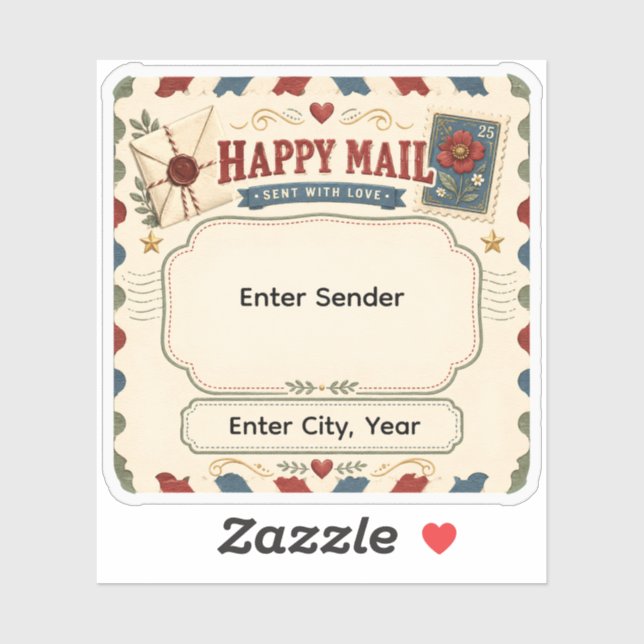Personalised Happy Mail Pen Pal Envelope Seal Cust (Sheet)