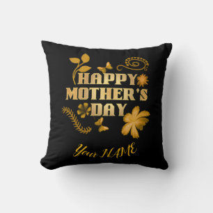 Personalised Happy Mother’s Day Gold Floral gift   Cushion
