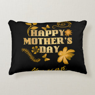 Personalised Happy Mother’s Day Gold Floral gift   Decorative Cushion