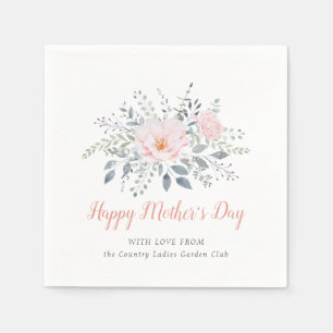 Personalised Happy Mother's Day Blush Floral Napkin