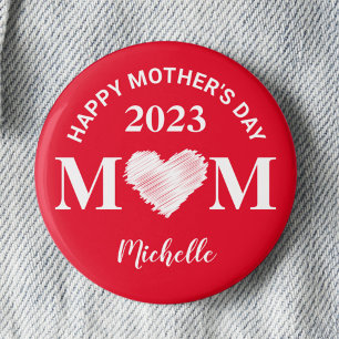 Personalised Happy Mother's Day Pin (Red)