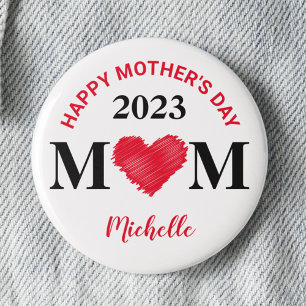 Personalised Happy Mother's Day Pin (Red)