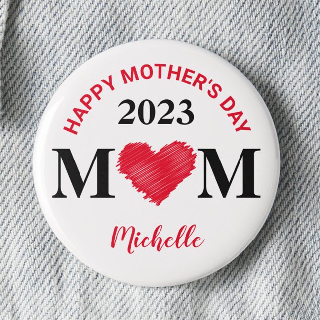 Personalised Happy Mother's Day Pin (Red) (Creator Uploaded)