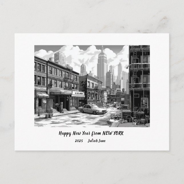 Personalised Happy New Year 2025 New York Holiday Postcard (Front)
