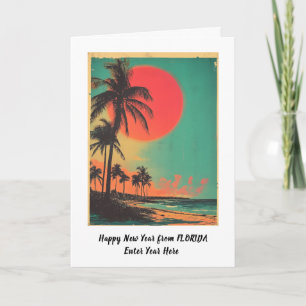 Personalised Happy New Year From Florida Vintage Holiday Card