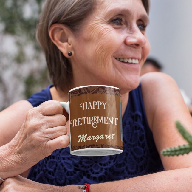 Personalised Happy Nurse Retirement Gifts Brown Coffee Mug (Creator Uploaded)