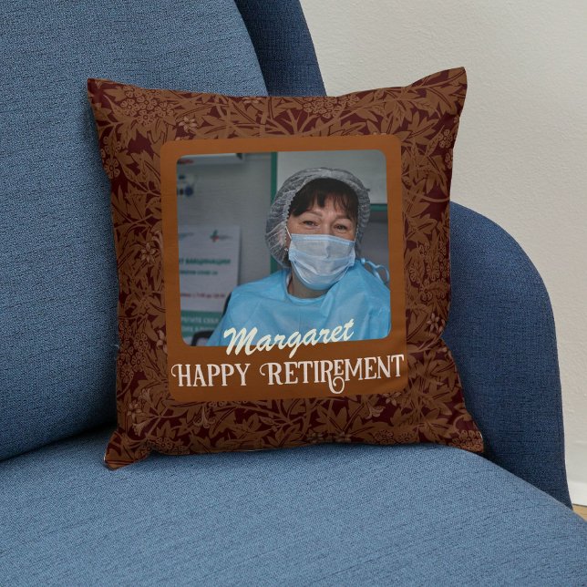 Personalised Happy Nurse Retirement Gifts Brown Cushion (Creator Uploaded)