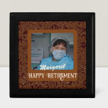 Personalised Happy Nurse Retirement Gifts Brown Gift Box<br><div class="desc">Celebrate a special retirement occasion with our Personalised Gift Box, the perfect customisable keepsake for retired nurses. Adorned with a beautiful design and personalised text and photos, this versatile box can organise small items, add a touch of elegance to any room, or even be used as a unique gift wrap....</div>