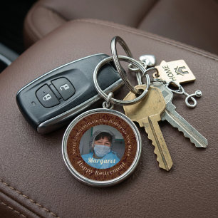 Personalised Happy Nurse Retirement Gifts Brown Key Ring