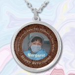 Personalised Happy Nurse Retirement Gifts Brown Silver Plated Necklace<br><div class="desc">Our Personalised Happy Nurse Retirement Gifts Silver Plated Necklace is a beautiful and sentimental gift option for retired nurses. This is designed to honour their years of hard work and dedication. It features a photo, and you can customise the text. The necklace serves as a reminder of their impact on...</div>