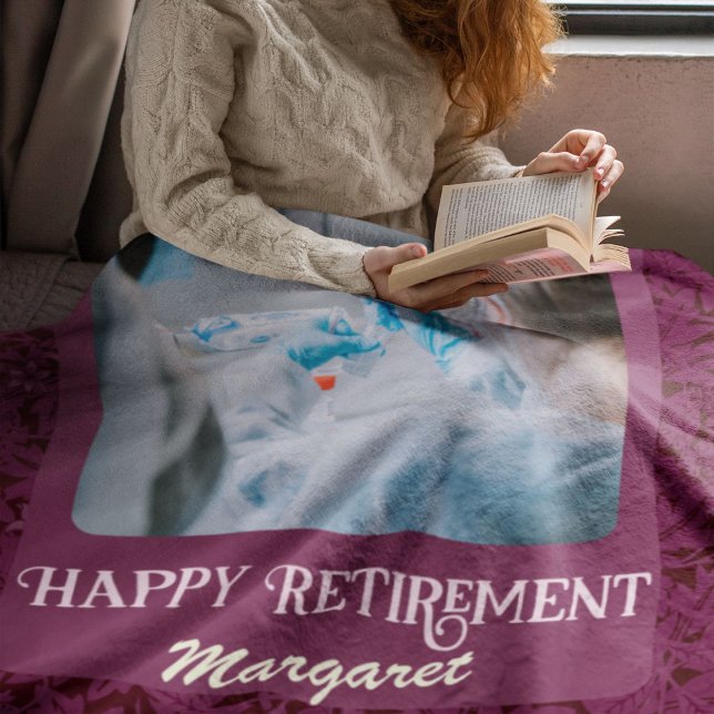 Personalised Happy Nurse Retirement Gifts Fleece Blanket (Nurse Retirement Gifts)