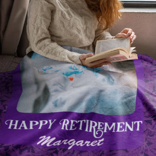 Personalised Happy Nurse Retirement Gifts Violet Fleece Blanket