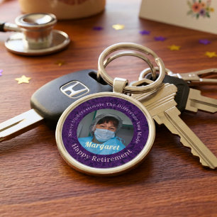 Personalised Happy Nurse Retirement Gifts Violet Key Ring