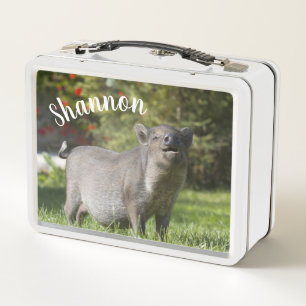 Personalised Happy Pet Mini Pot Bely Pig Metal Lunch Box